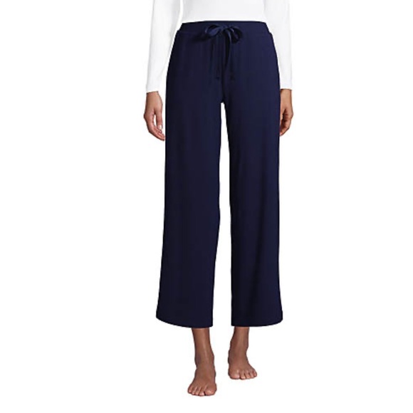 ♥️ Bundle of 2 | Navy Lounge Mid Rise Wide Leg Crop Pajama Pants - Picture 2 of 5